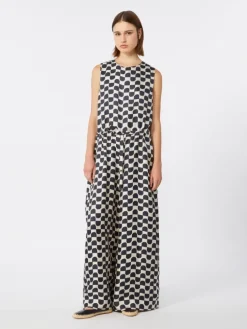Printed silk jumpsuit - BLACK