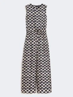 Printed silk jumpsuit - BLACK