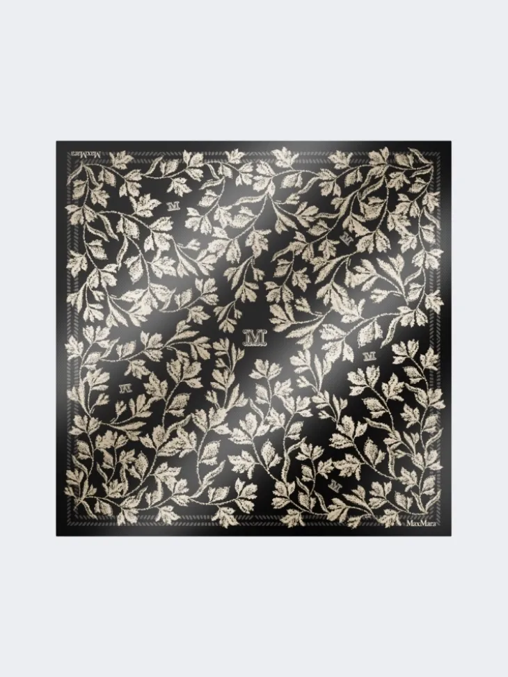 Printed silk oversized scarf - BLACK