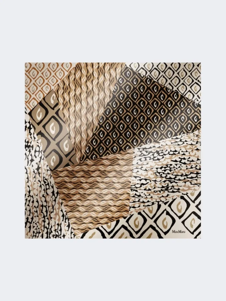 Printed silk oversized scarf - BEIGE