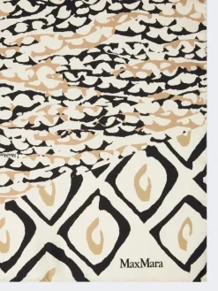 Printed silk oversized scarf - BEIGE