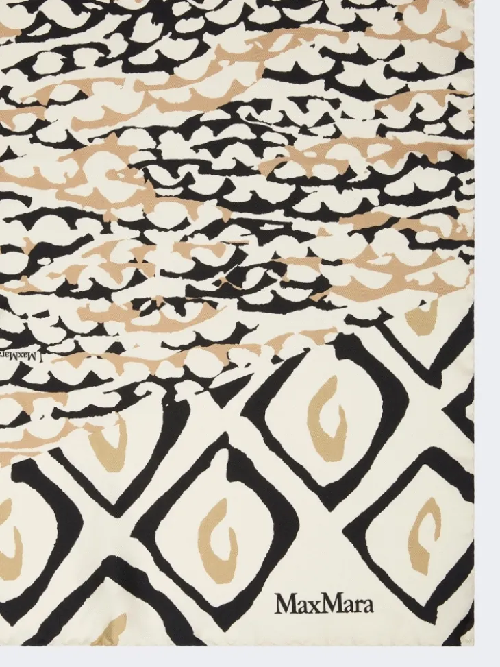 Printed silk oversized scarf - BEIGE