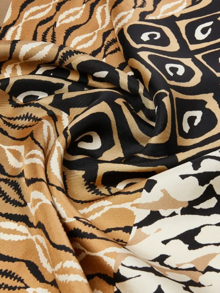Printed silk oversized scarf - BEIGE