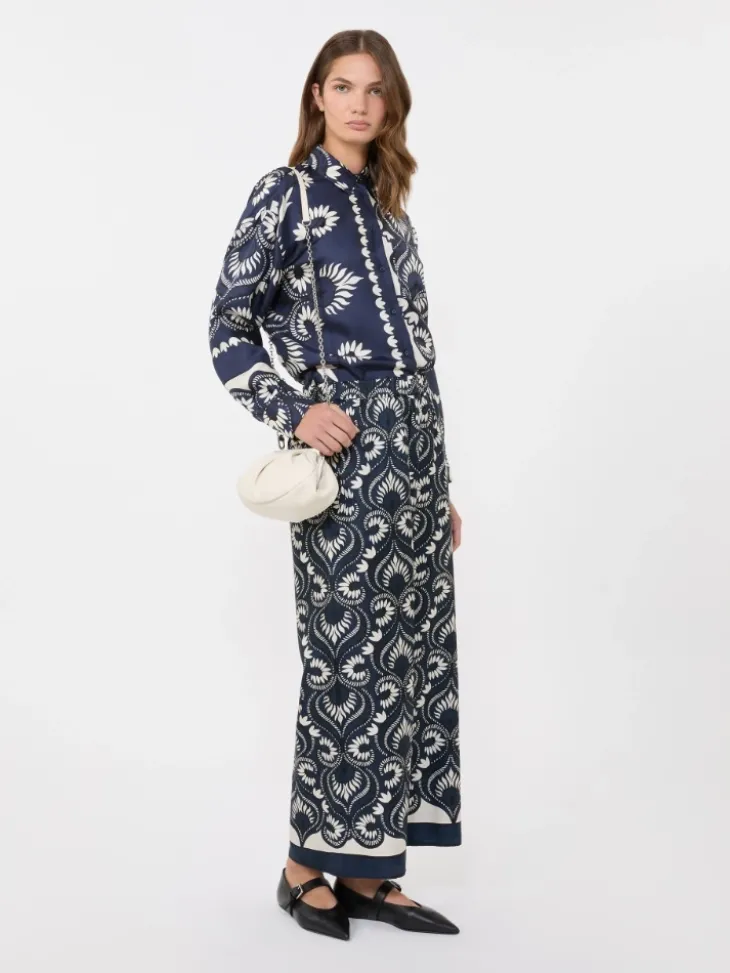 Printed silk patchwork shirt - NAVY