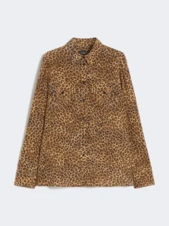 Printed silk pocket shirt - CAMEL
