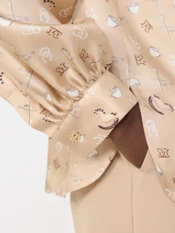 Printed silk pussy-bow shirt - ALBINO