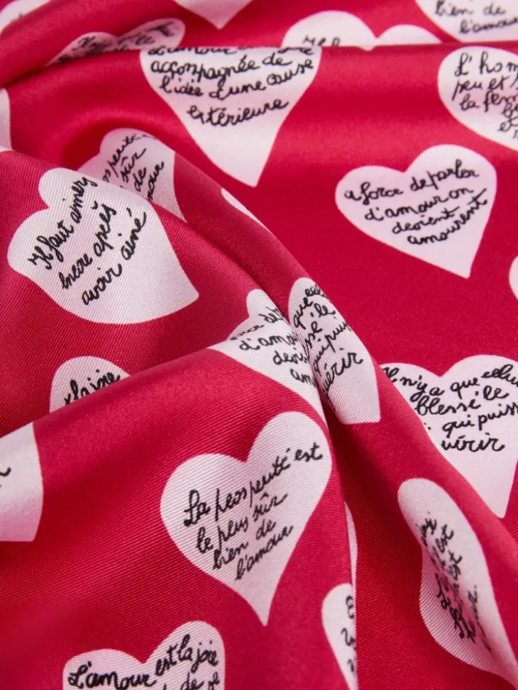 Printed silk scarf - BEIGE
