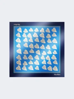 Printed silk scarf - NAVY