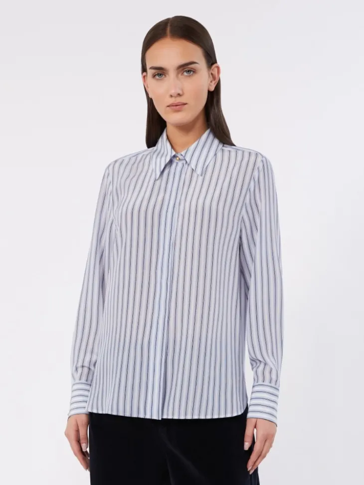 Printed silk shirt - LIGHT BLUE