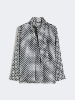Printed silk shirt - MIDNIGHTBLUE