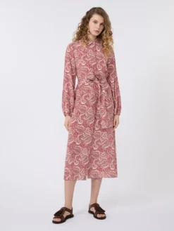 Printed silk shirt dress - CHERRY