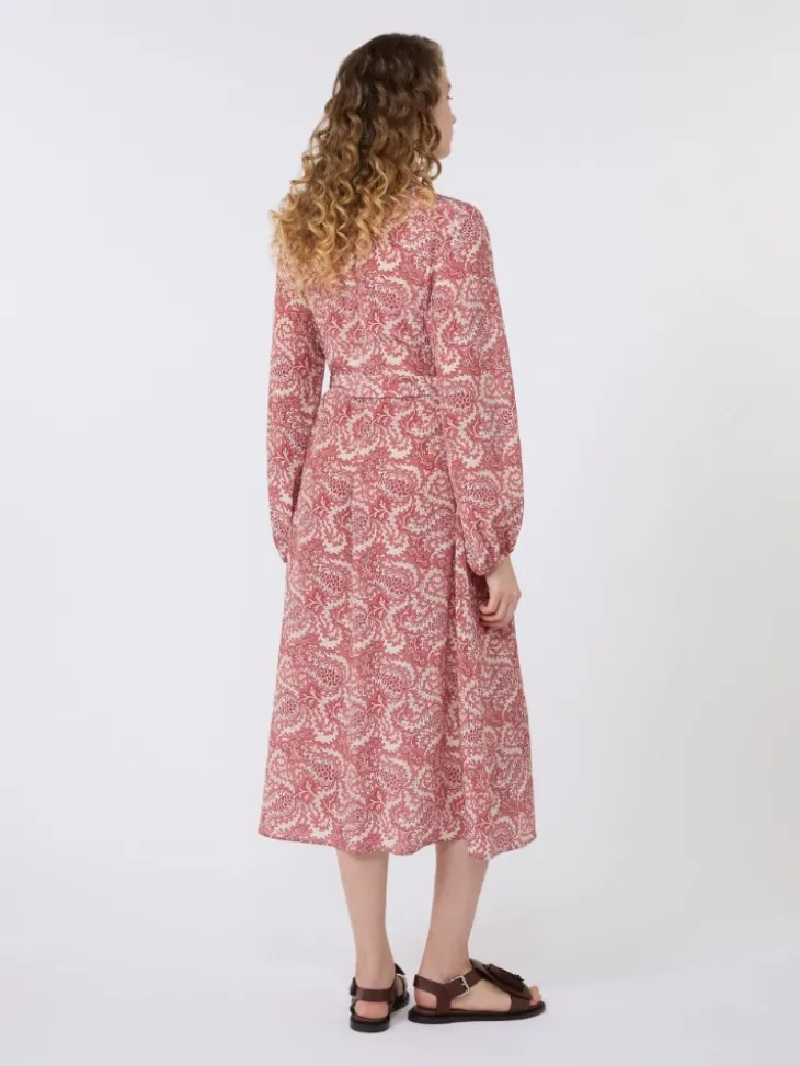 Printed silk shirt dress - CHERRY