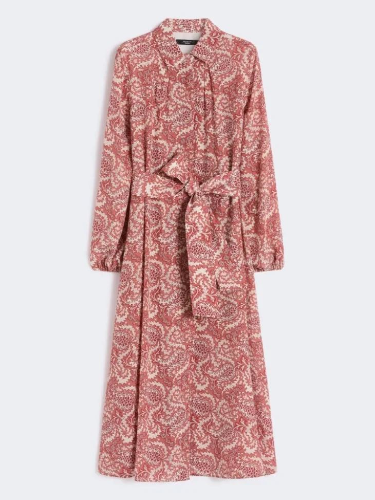 Printed silk shirt dress - CHERRY