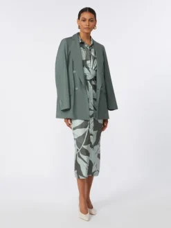 Printed silk shirt dress - GREEN