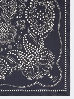 Printed silk square foulard - MIDNIGHTBLUE