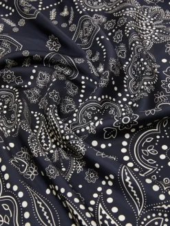 Printed silk square foulard - MIDNIGHTBLUE