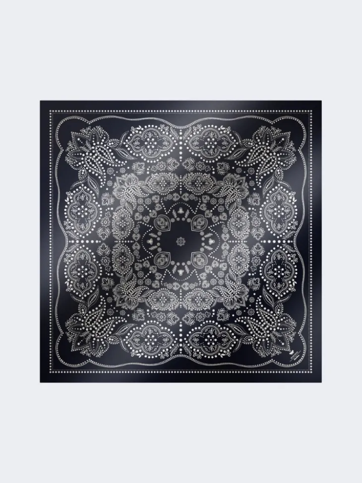 Printed silk square foulard - MIDNIGHTBLUE