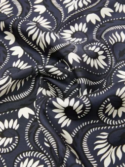 Printed silk square foulard - NAVY