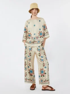 Printed silk twill blouse - IVORY