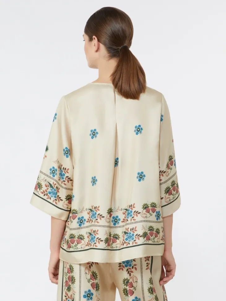 Printed silk twill blouse - IVORY