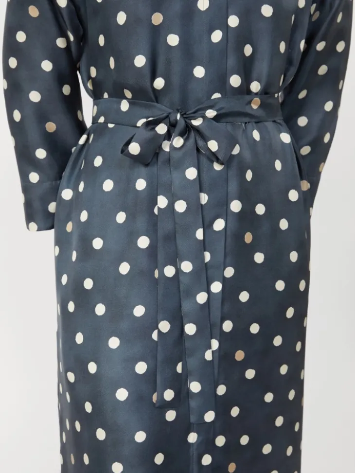 Printed silk twill dress - ULTRAMARINE