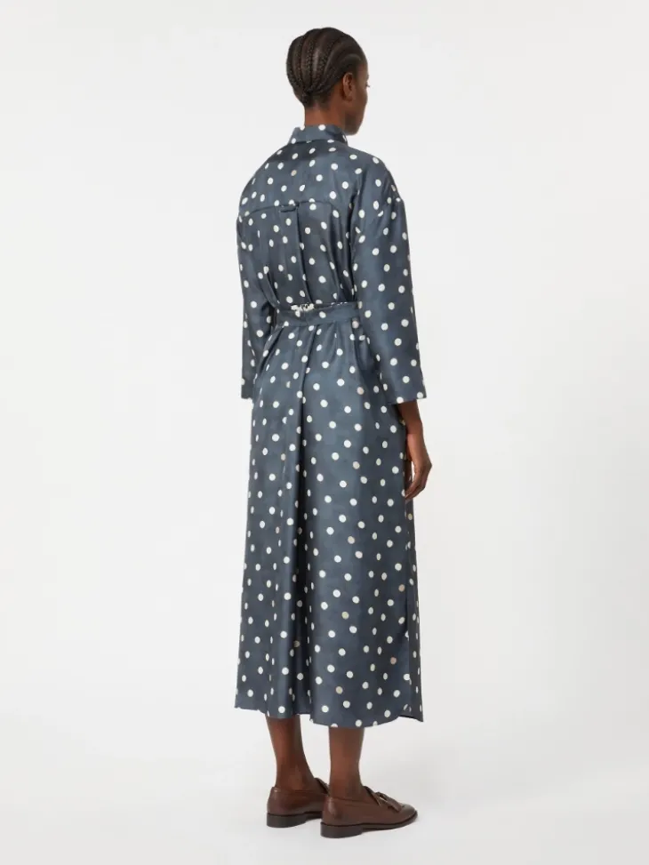 Printed silk twill dress - ULTRAMARINE