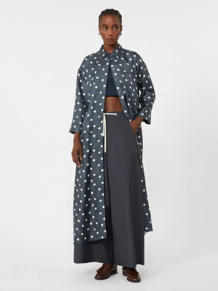 Printed silk twill dress - ULTRAMARINE