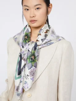 Printed silk twill foulard - IVORY