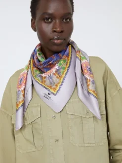 Printed silk twill foulard - LILAC