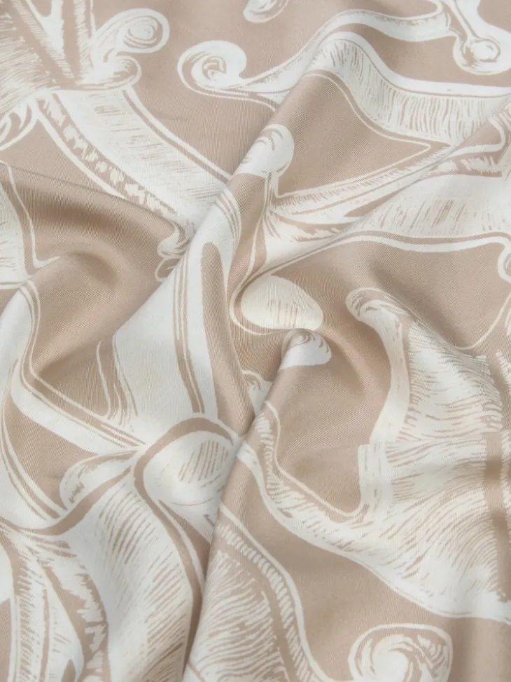 Printed silk twill oversized scarf - SAND