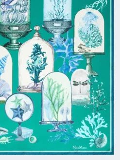 Printed silk twill oversized scarf - GREEN