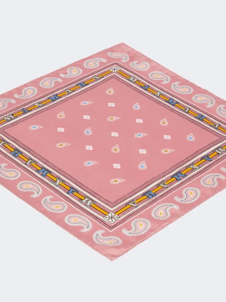 Printed silk twill pocket square - BEIGE PINK