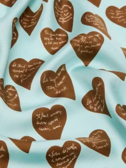 Printed silk twill scarf - LIGHT BLUE
