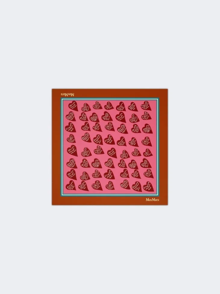 Printed silk twill scarf - ORANGE
