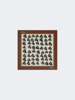 Printed silk twill scarf - TOBACCO