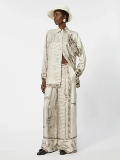 Printed silk twill shirt - IVORY