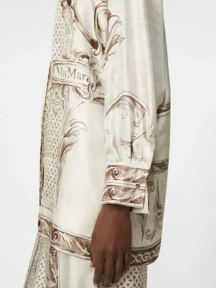 Printed silk twill shirt - IVORY