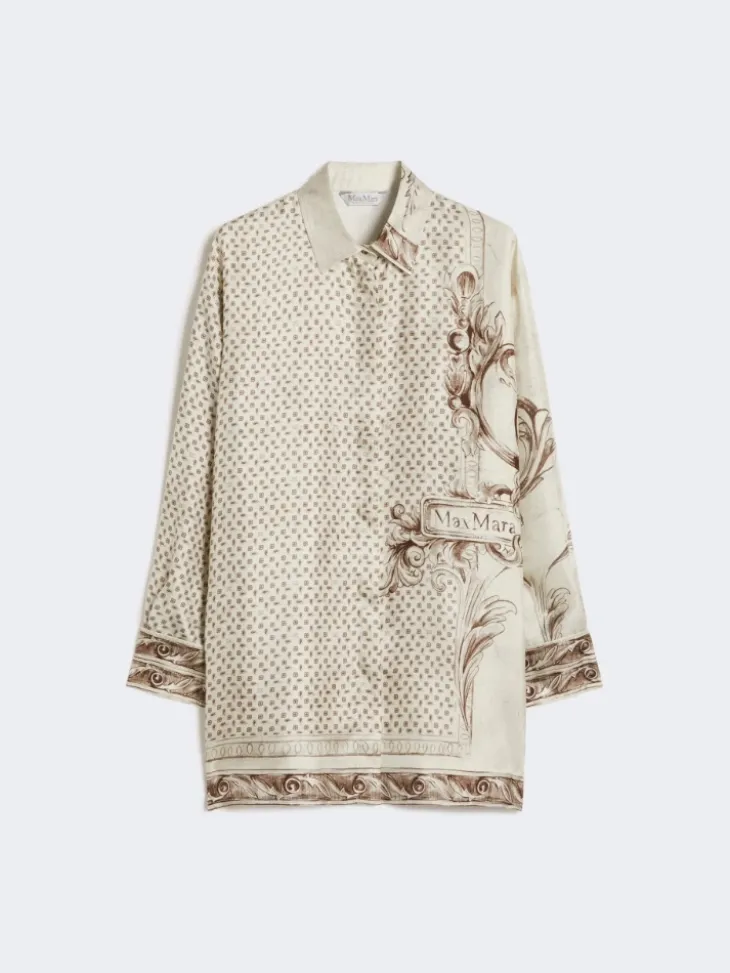 Printed silk twill shirt - IVORY