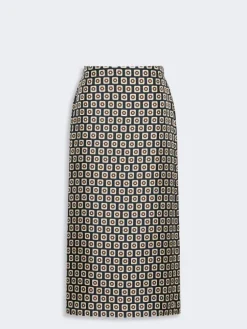 Printed silk twill skirt - ULTRAMARINE
