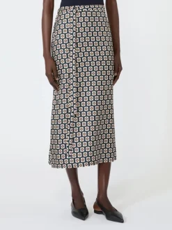 Printed silk twill skirt - ULTRAMARINE