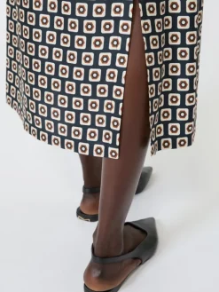 Printed silk twill skirt - ULTRAMARINE