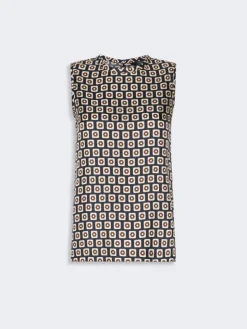 Printed silk twill top - ULTRAMARINE