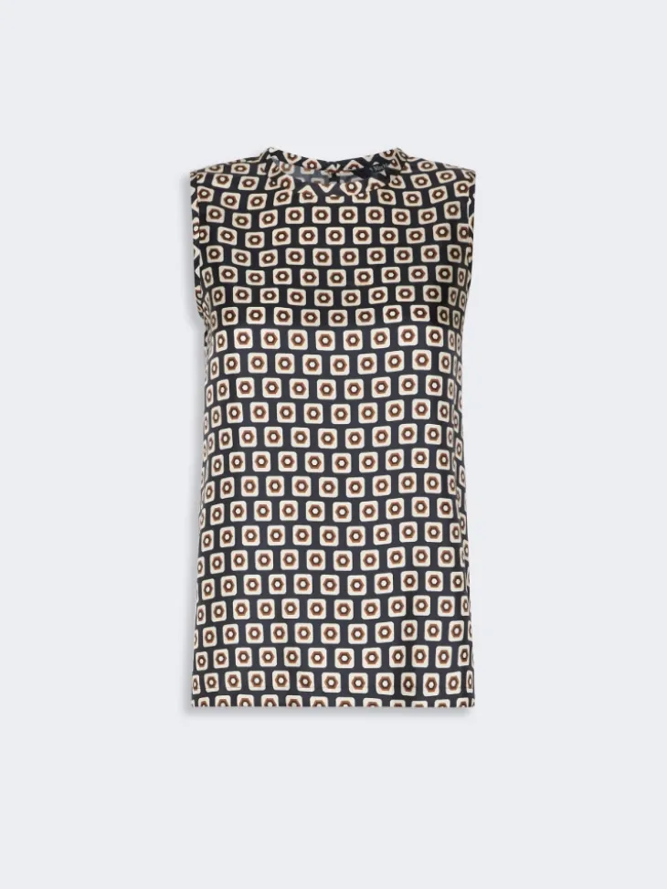 Printed silk twill top - ULTRAMARINE