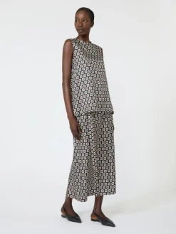 Printed silk twill top - ULTRAMARINE