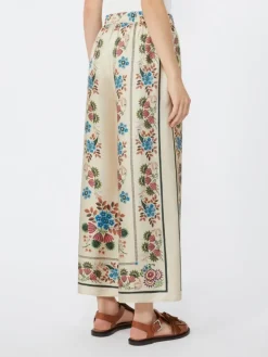 Printed silk twill trousers - IVORY