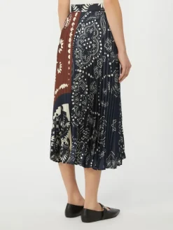 Printed twill skirt - TOBACCO