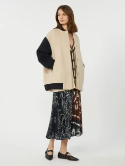 Printed twill skirt - TOBACCO