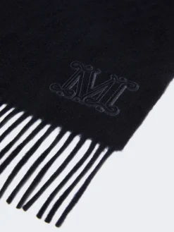 Pure cashmere stole with Monogram detail - ULTRAMARINE