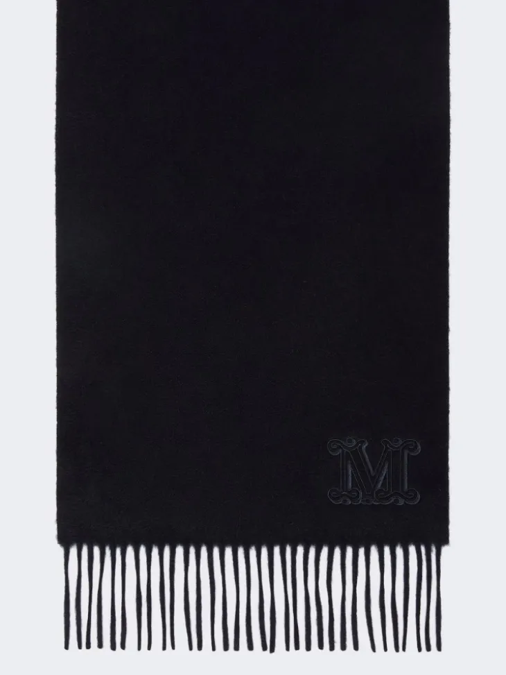 Pure cashmere stole with Monogram detail - ULTRAMARINE