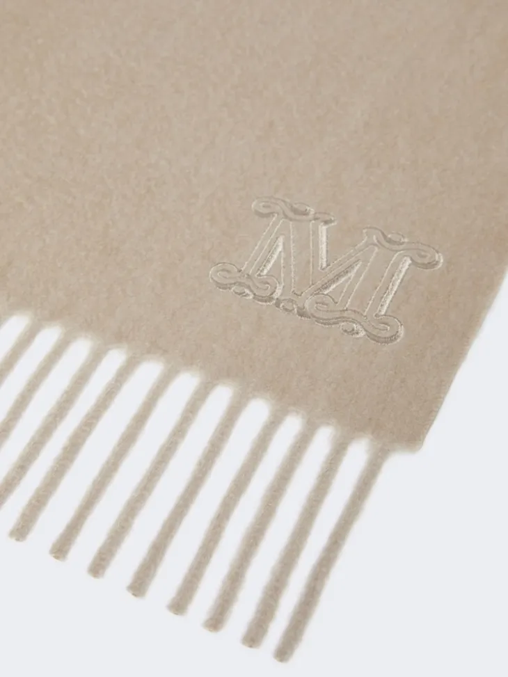 Pure cashmere stole with Monogram detail - SAND